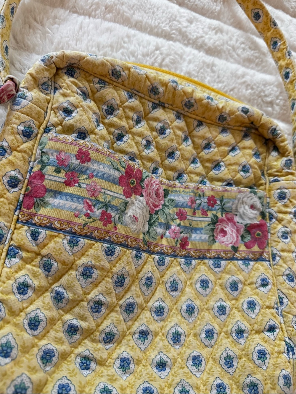 Vera Bradley Yellow Quilted Floral Crossbody Bag